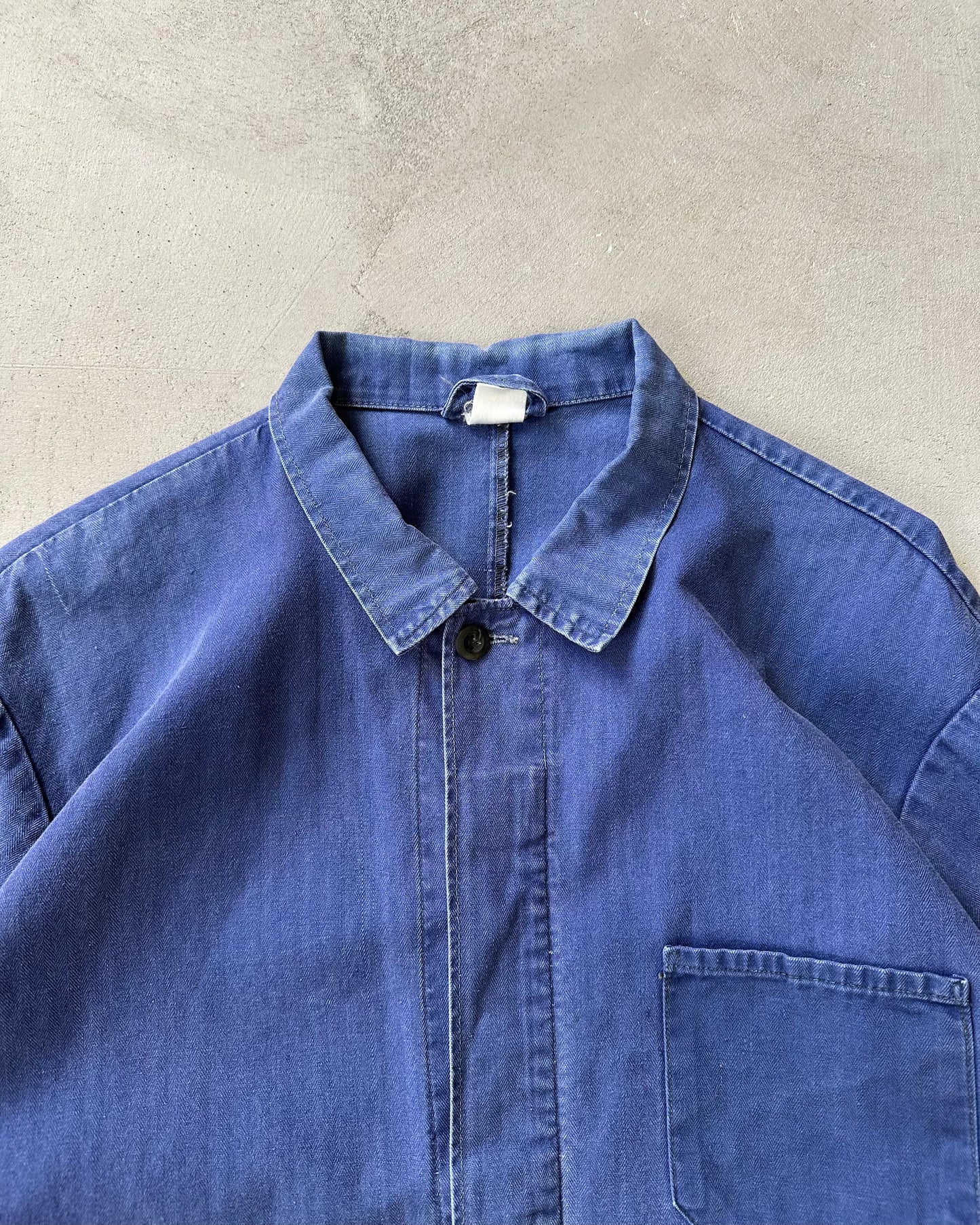 1990s - Distressed Blue HBT French Chore - L