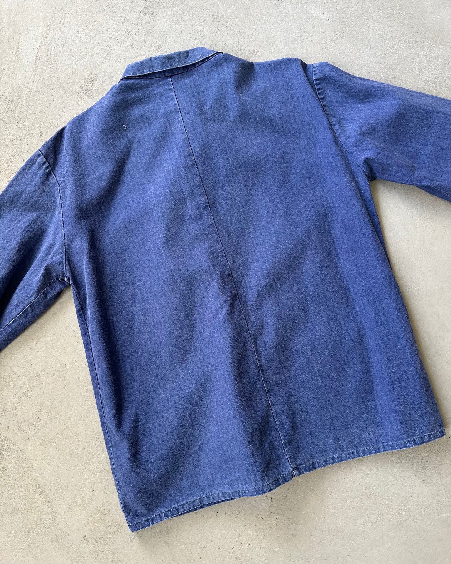 1990s - Distressed Blue HBT French Chore - L