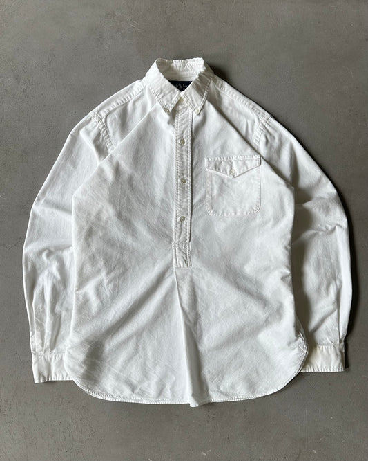 1990s - White Ralph Lauren 1/4 Button Up - S