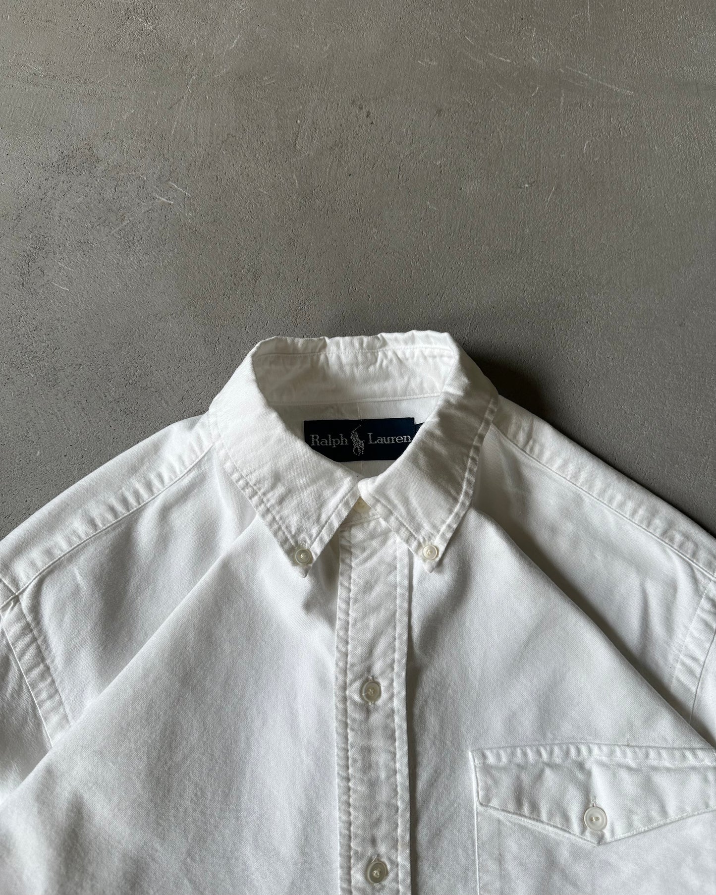 1990s - White Ralph Lauren 1/4 Button Up - S