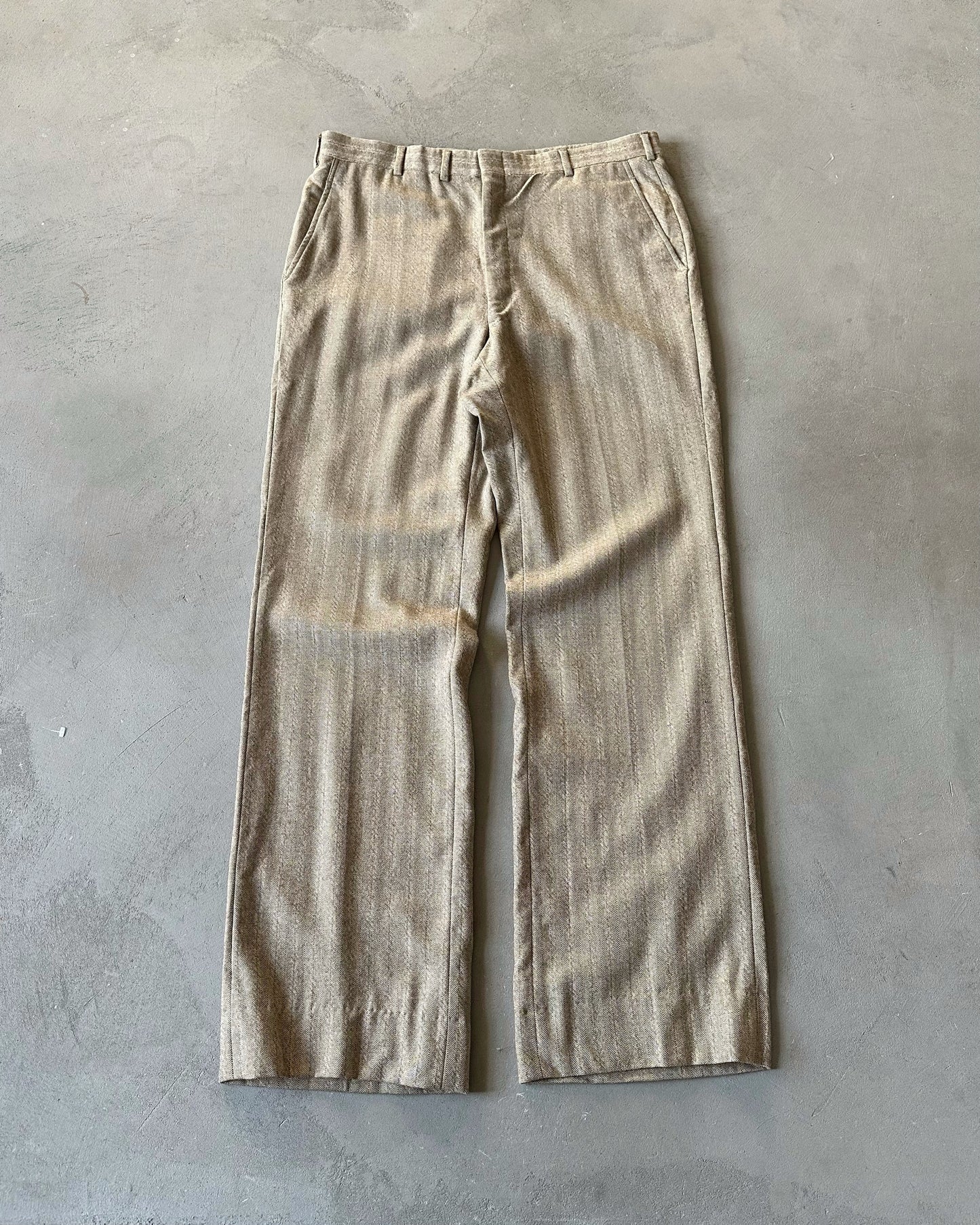 1970s - Beige/Blue HBT Trousers - 35x33