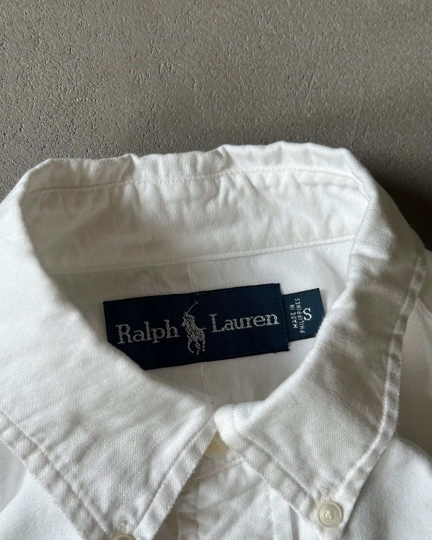 1990s - White Ralph Lauren 1/4 Button Up - S