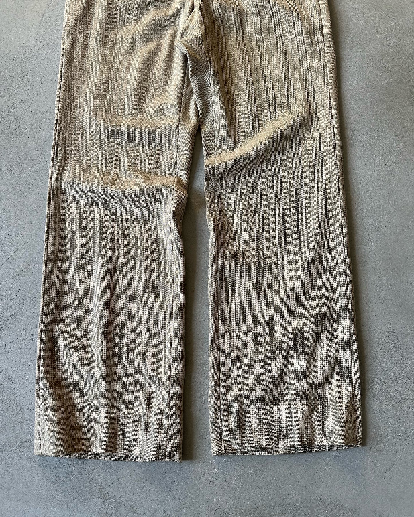 1970s - Beige/Blue HBT Trousers - 35x33