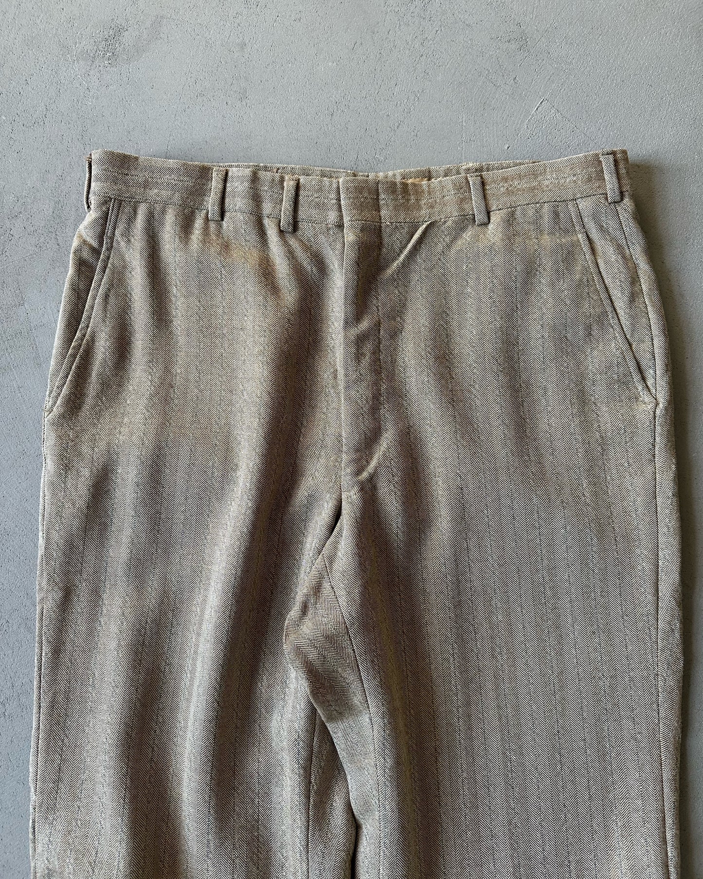 1970s - Beige/Blue HBT Trousers - 35x33