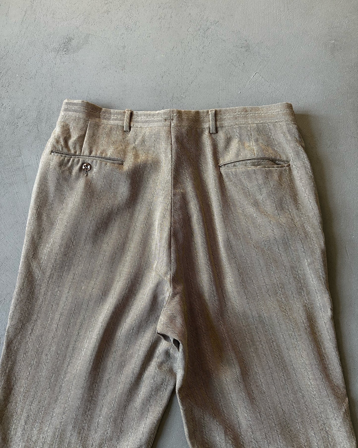 1970s - Beige/Blue HBT Trousers - 35x33