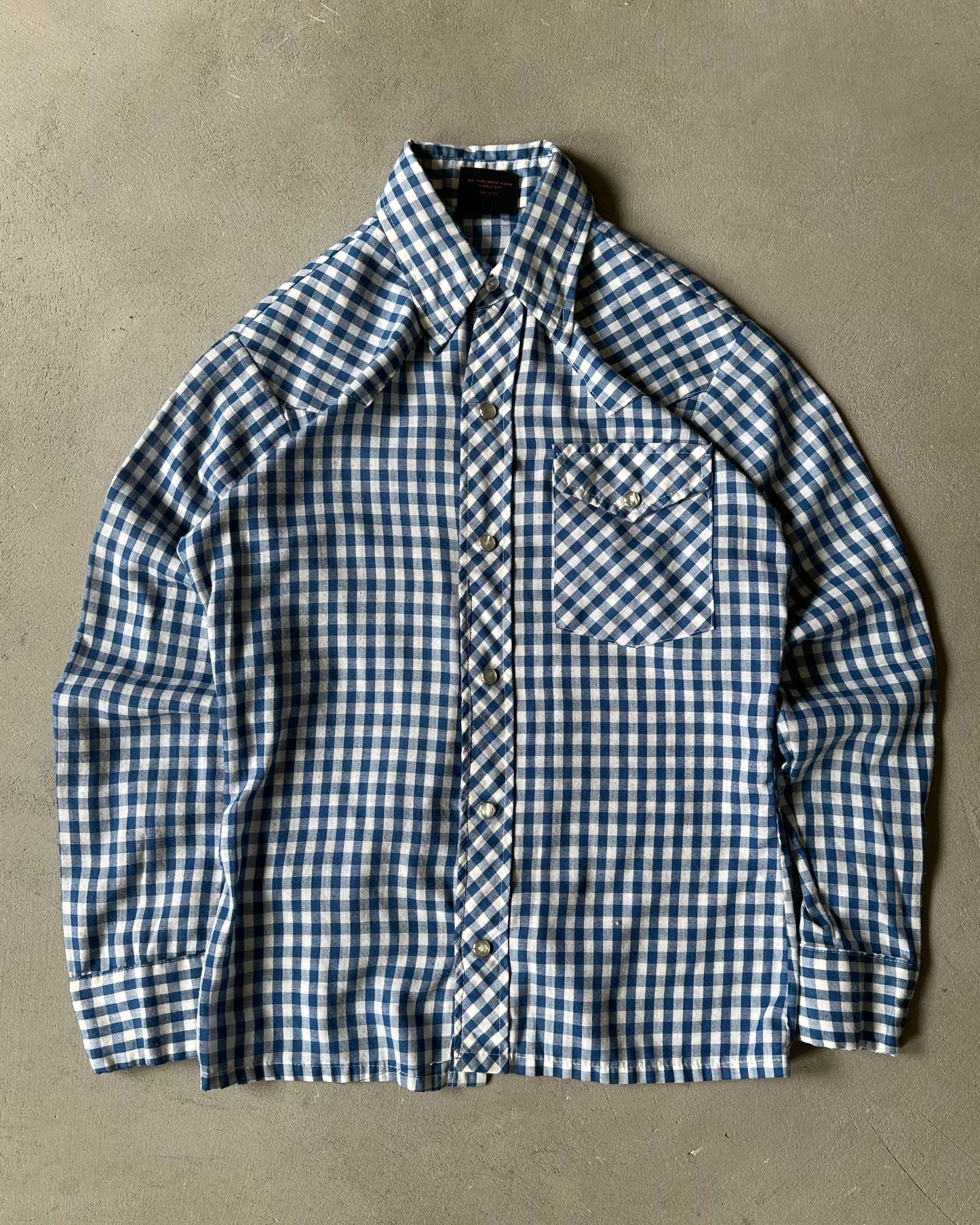 1980s - White/Blue Women's Western Shirt - (W)XS