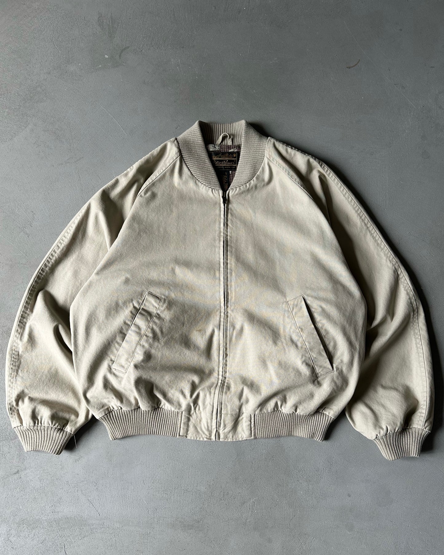 1990s - Cream Eddie Bauer Canvas Harrington Jacket - L