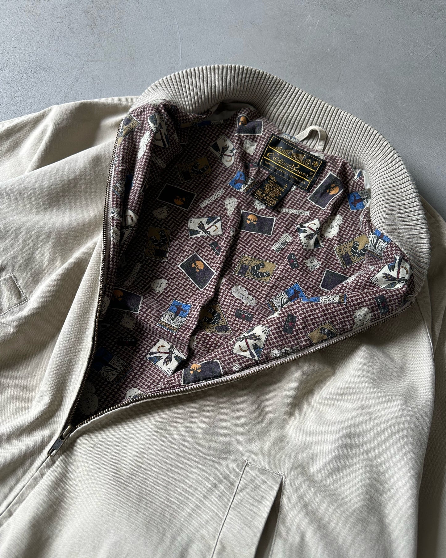 1990s - Cream Eddie Bauer Canvas Harrington Jacket - L