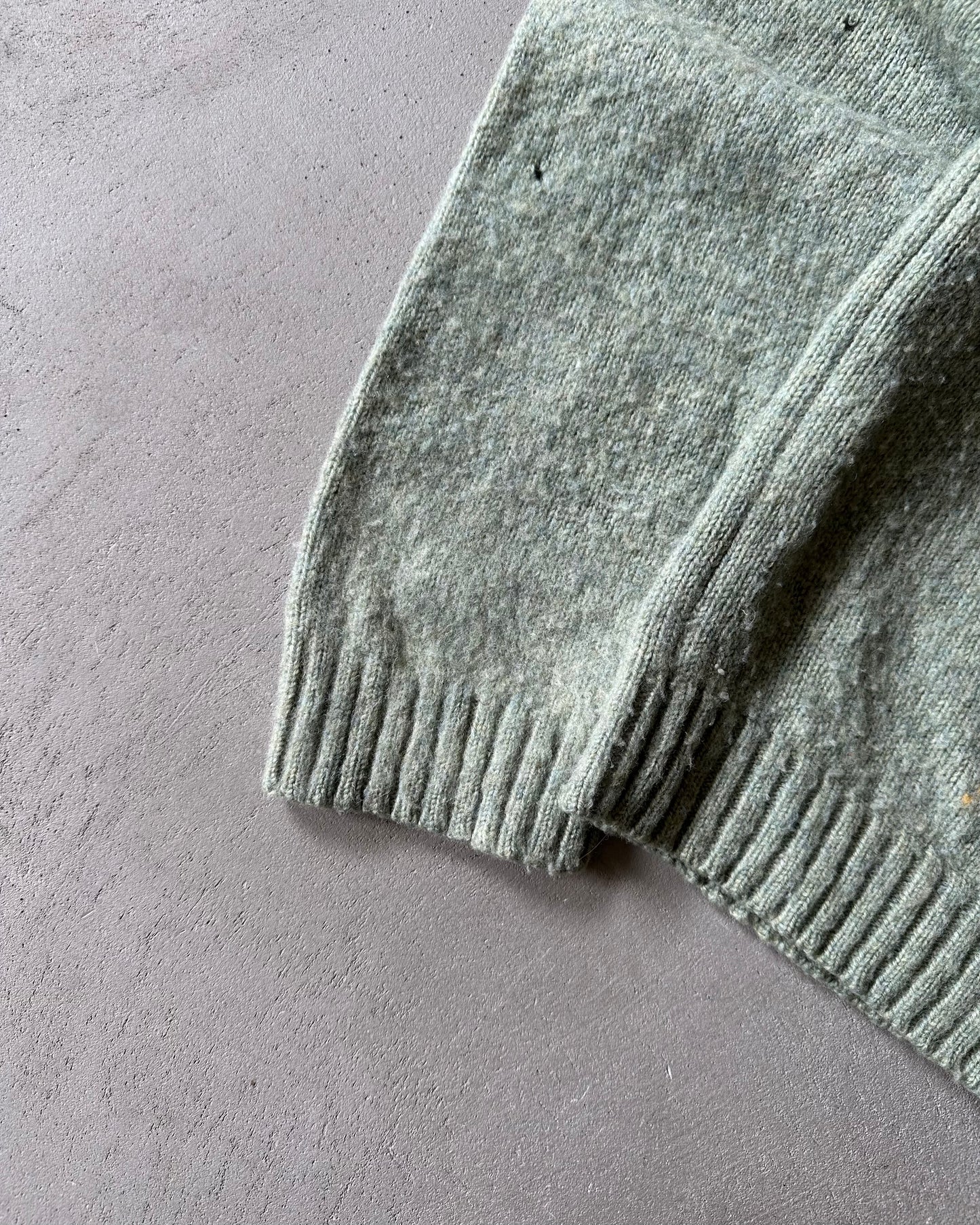 1990s - Distressed Mint J.Crew Argyle Sweater - XL