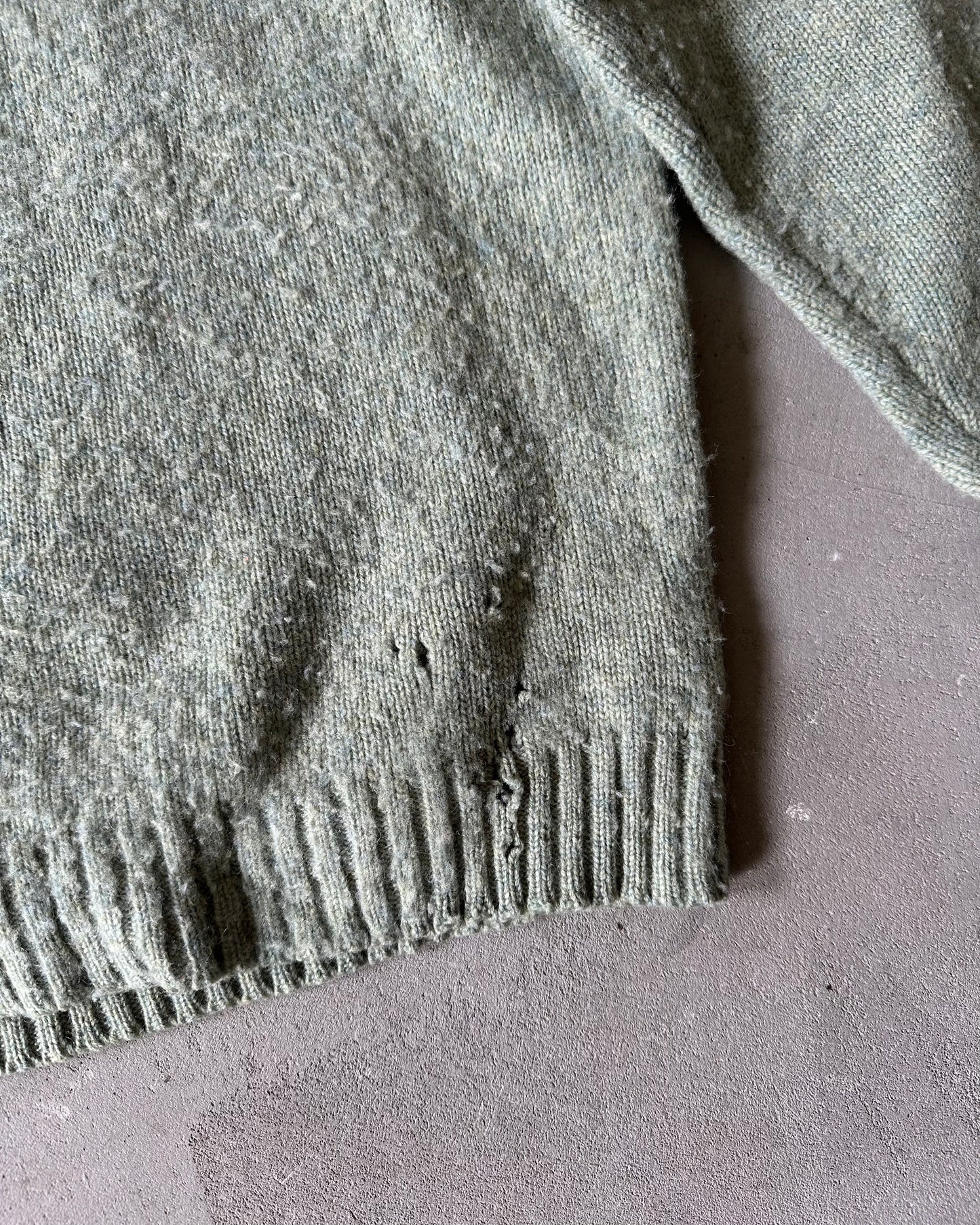 1990s - Distressed Mint J.Crew Argyle Sweater - XL
