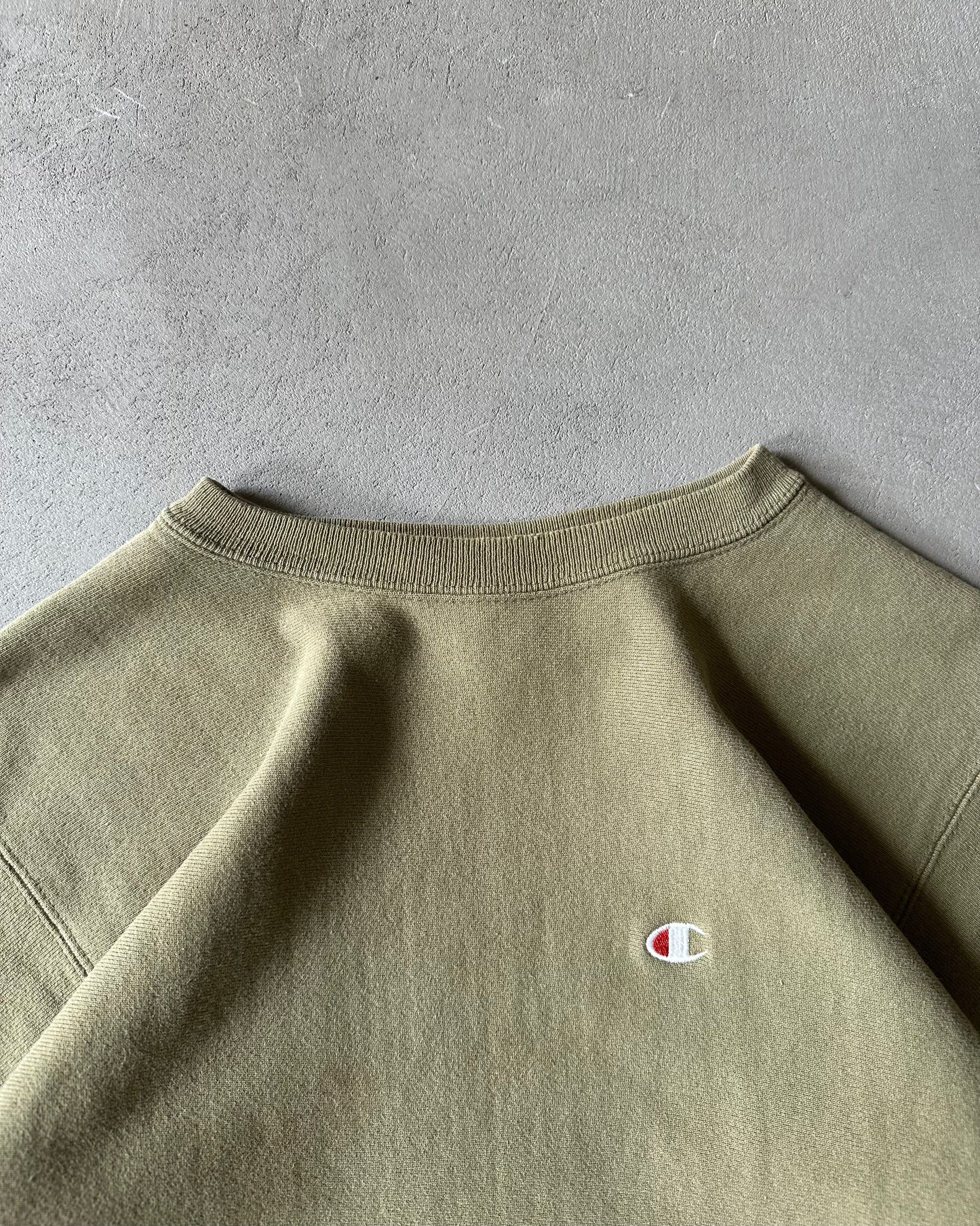 1990s - Sage Green Champion RW Crewneck - M