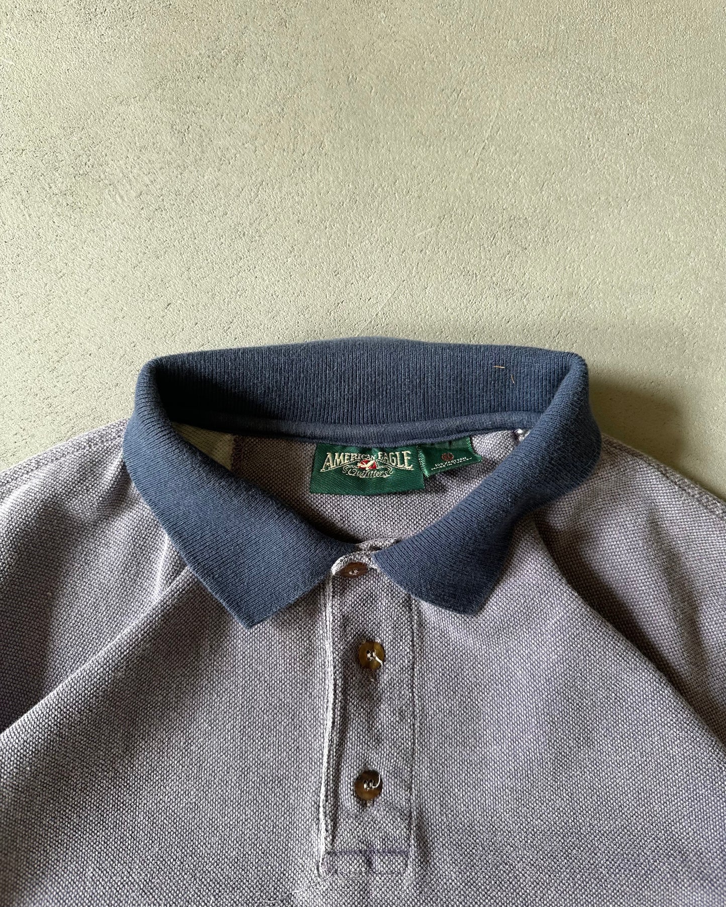 2000s - Green/Purple American Eagle Cropped Polo - L