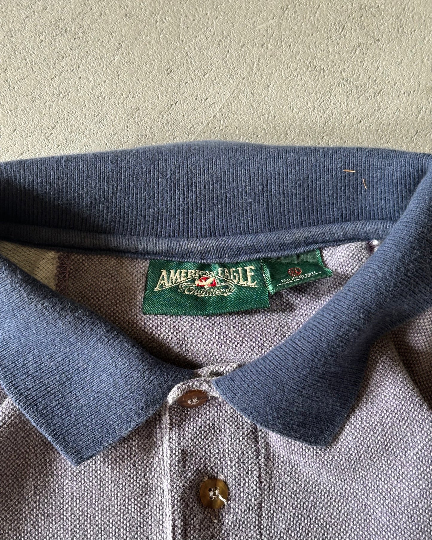 2000s - Green/Purple American Eagle Cropped Polo - L
