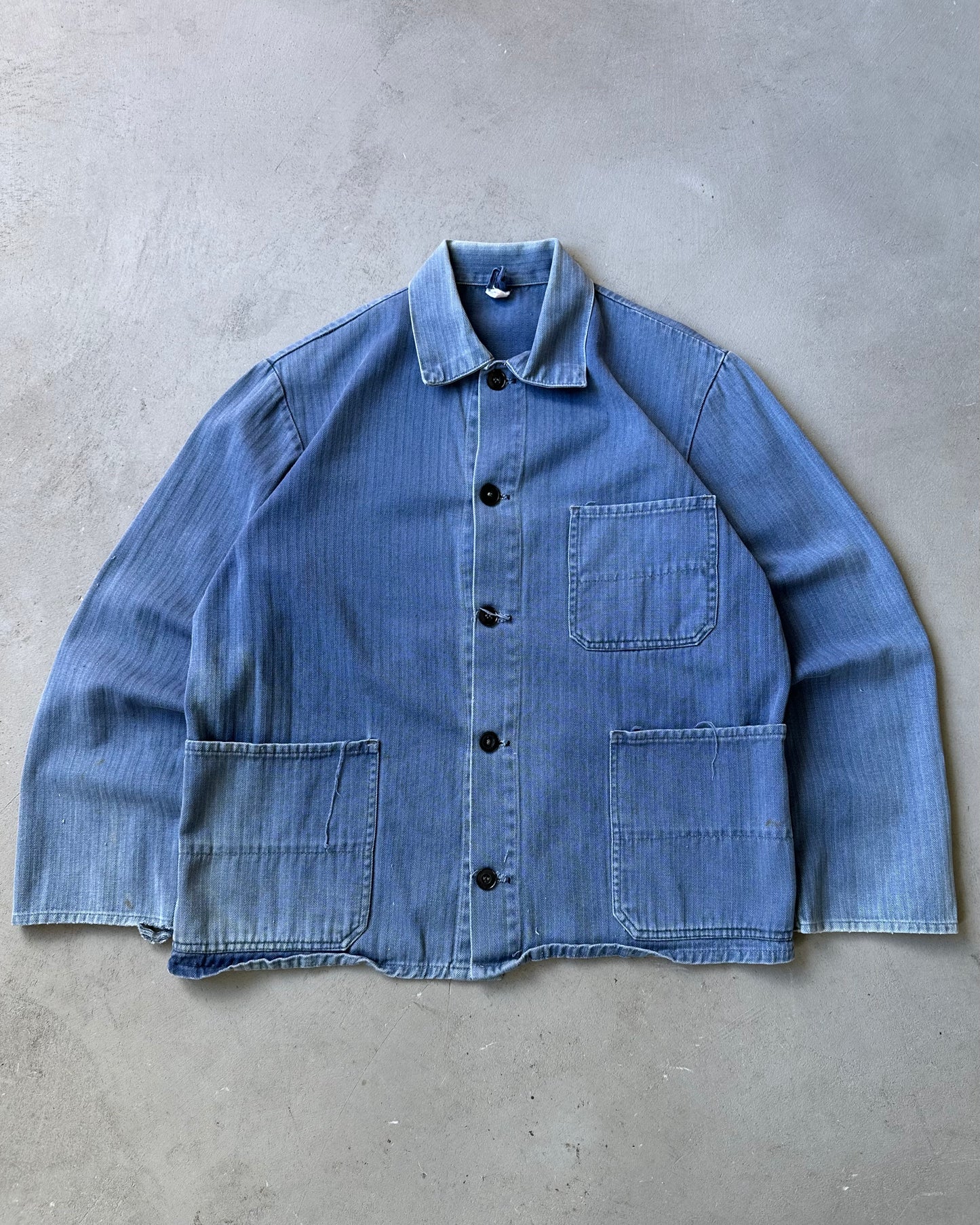 1960s - Faded Blue HBT French Chore - XS