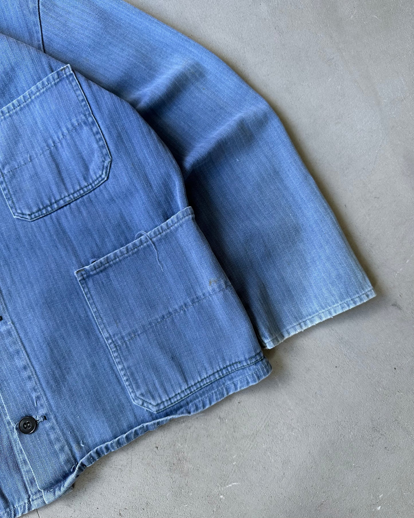1960s - Faded Blue HBT French Chore - XS