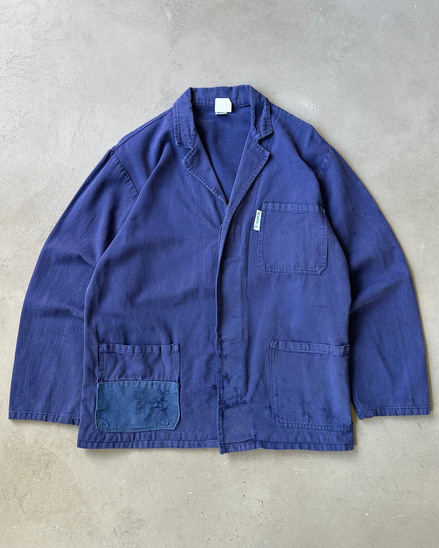 1980s - Distressed Blue French Chore - L