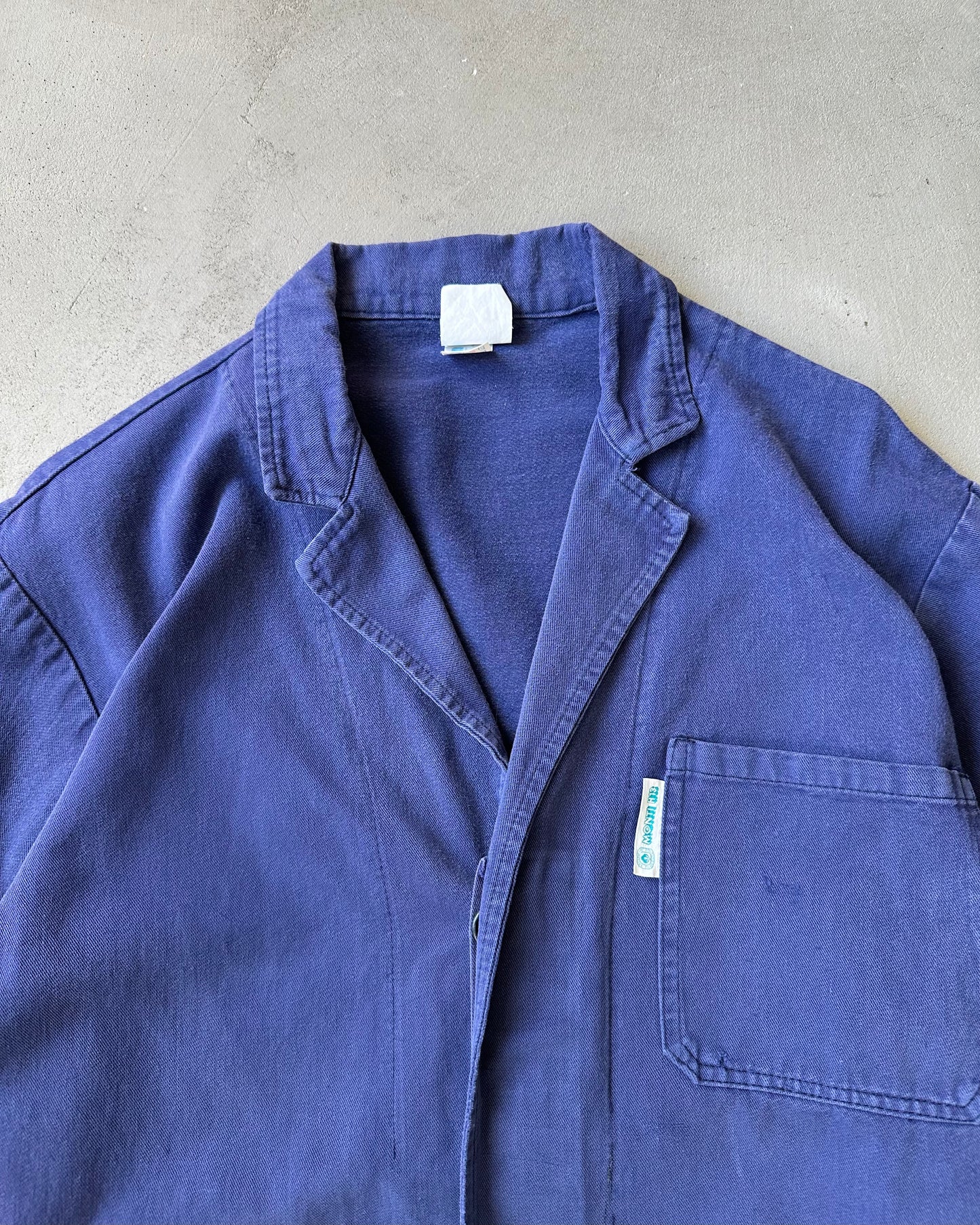 1980s - Distressed Blue French Chore - L