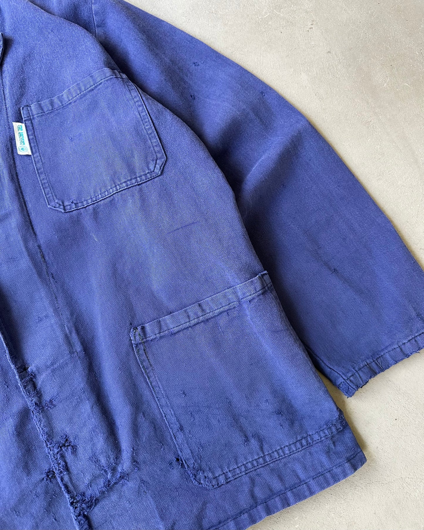 1980s - Distressed Blue French Chore - L