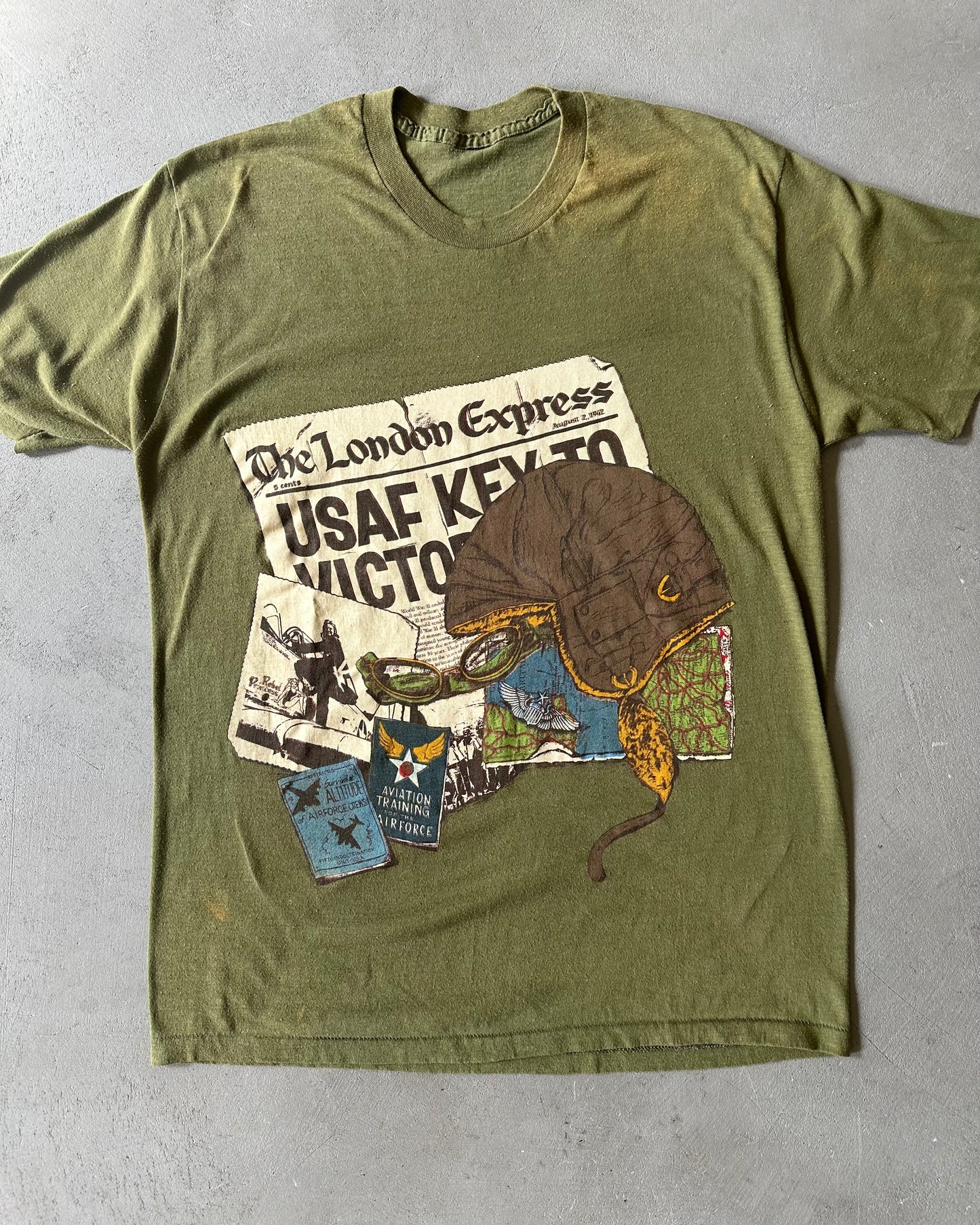 1980s - Green USAF T-Shirt - M