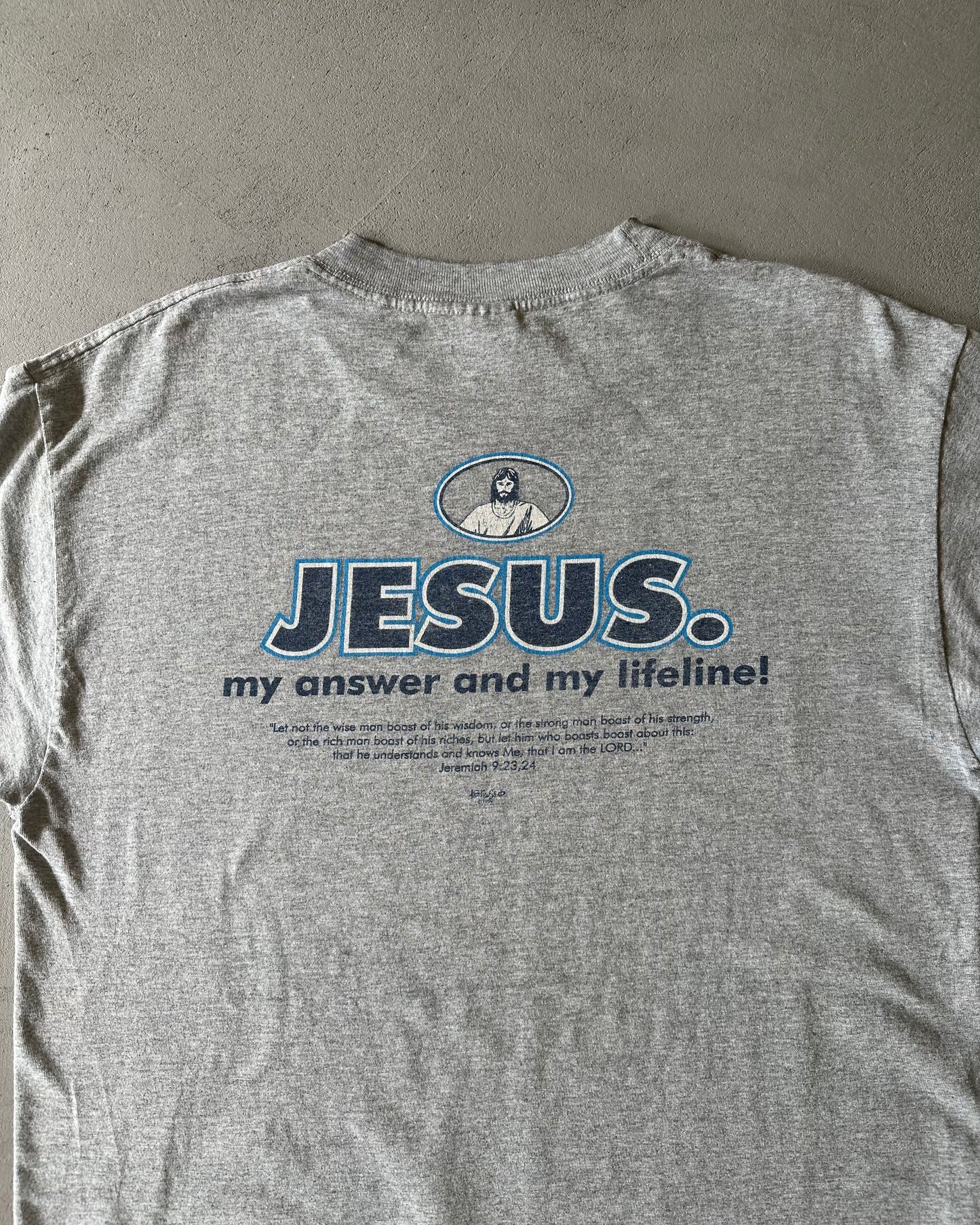 2000s - Heather Grey Jesus T-Shirt - L