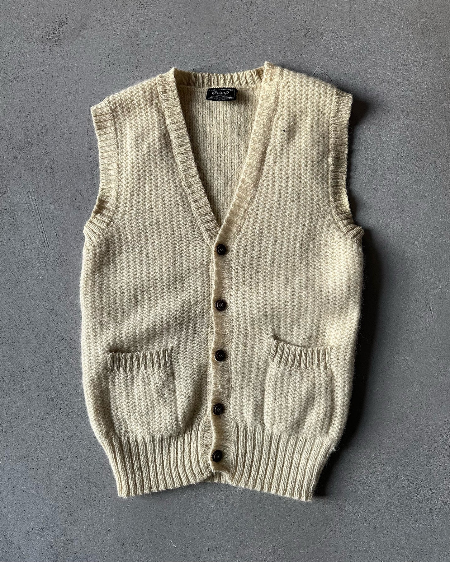 1980s - Cream Wool Sweater Vest - XS