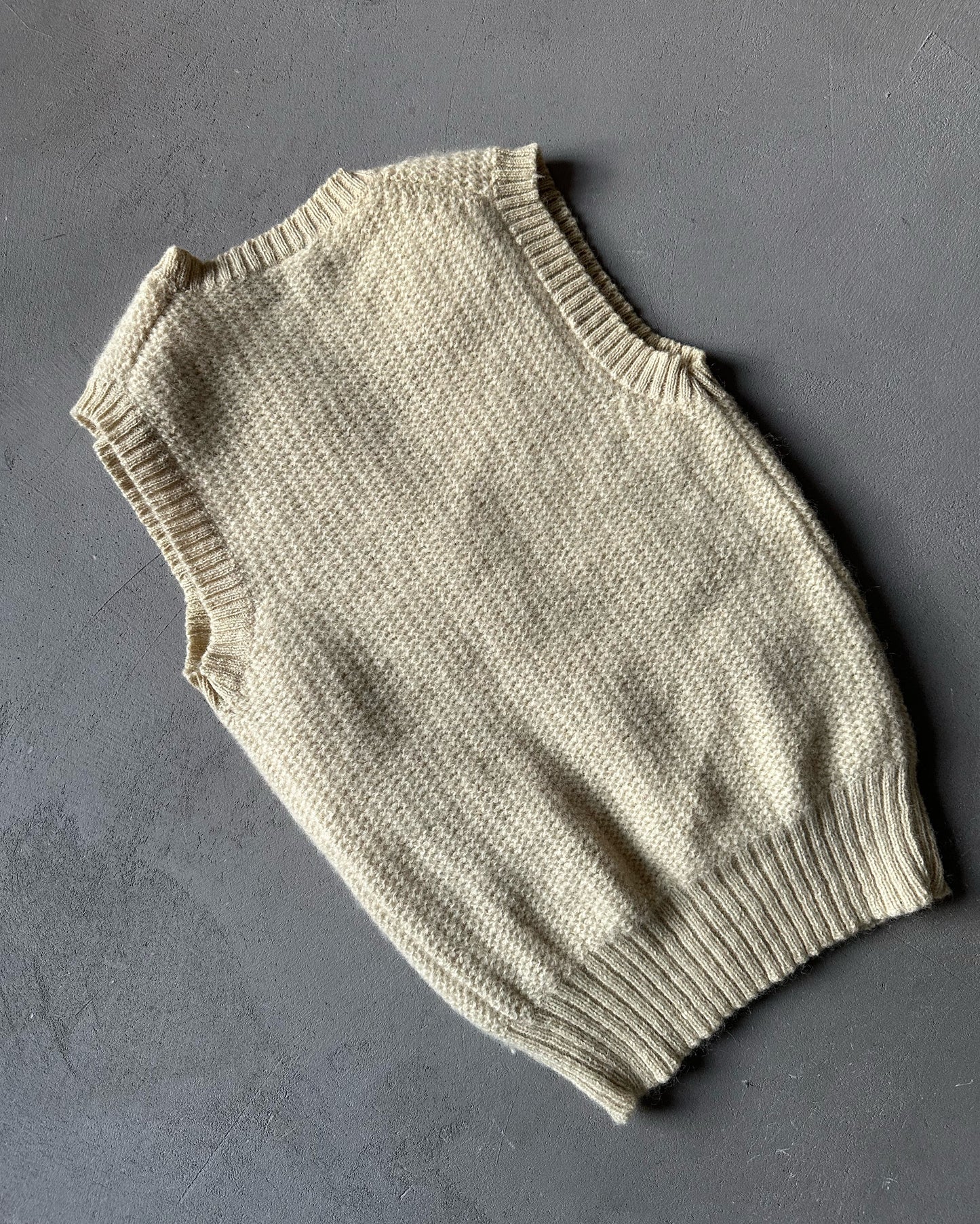 1980s - Cream Wool Sweater Vest - XS