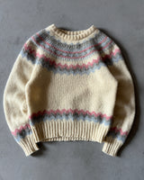 1970s - Cream/Pink Woolrich Sweater - S