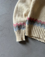 1970s - Cream/Pink Woolrich Sweater - S