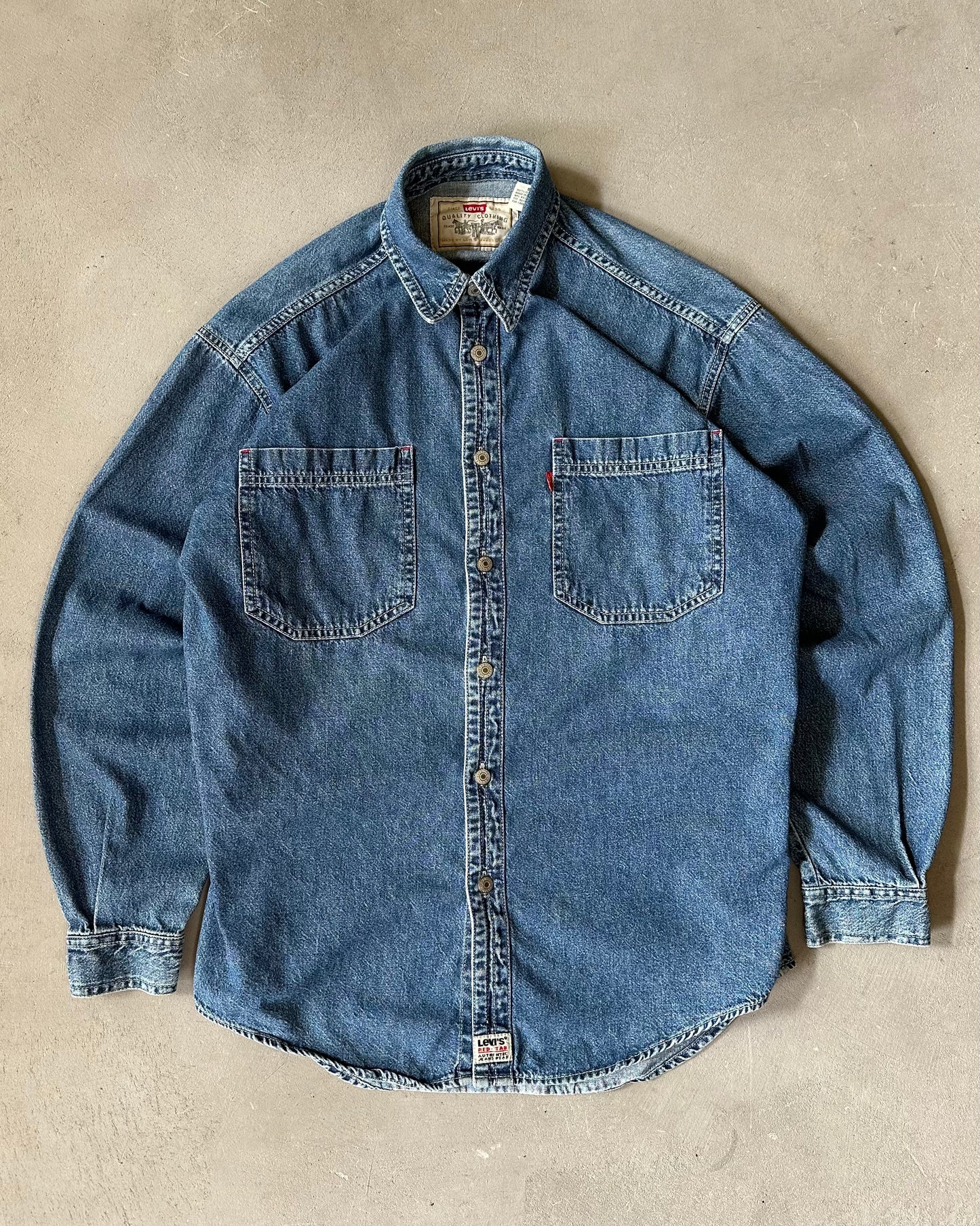 1990s - Blue Levi's Denim Shirt - S