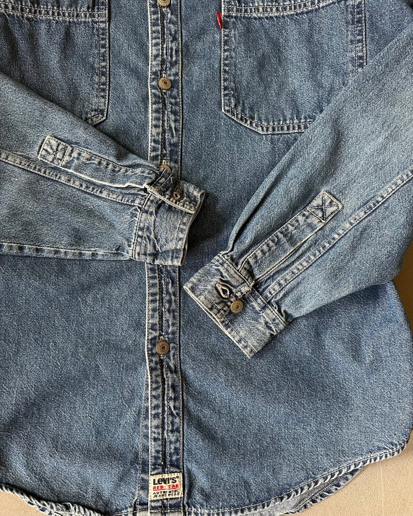 1990s - Blue Levi's Denim Shirt - S