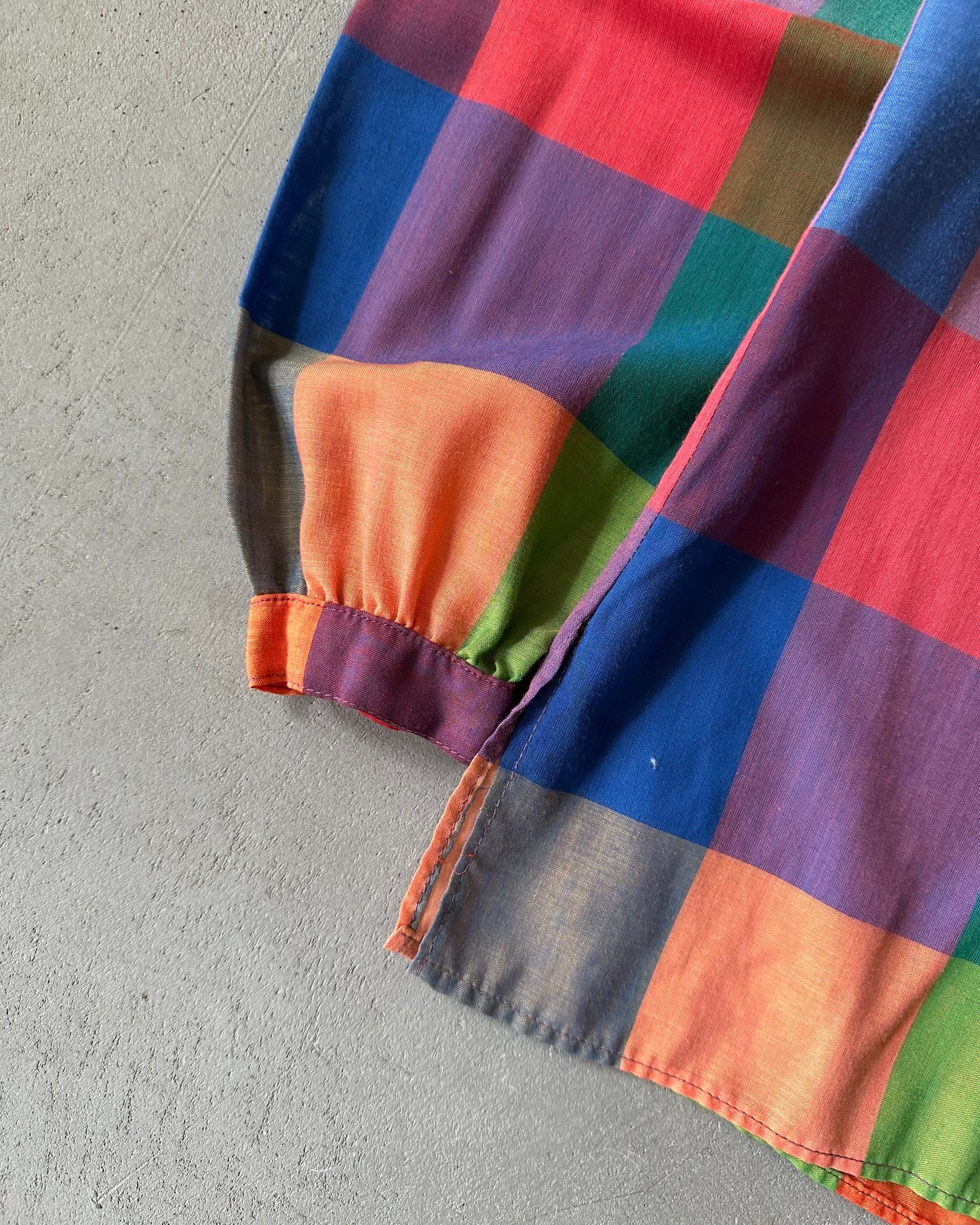 1970s - Blue/Red Plaid Women's Shirt - (W)M