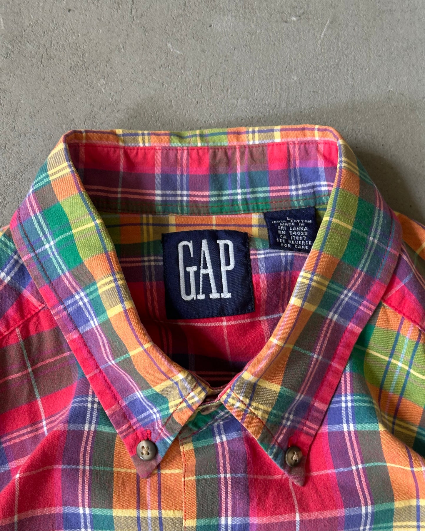 1990s - Green/Pink GAP Plaid Shirt - L