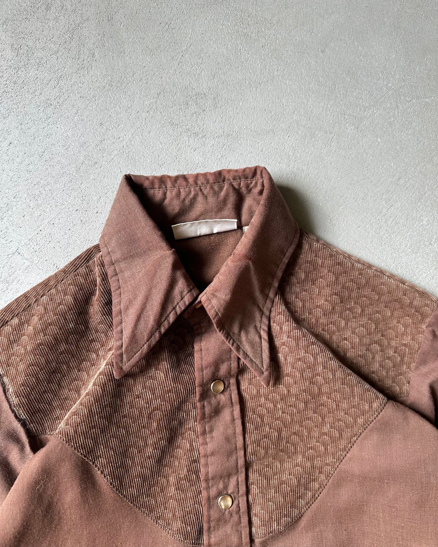 1970s - Distressed Brown Western Shirt - S/M