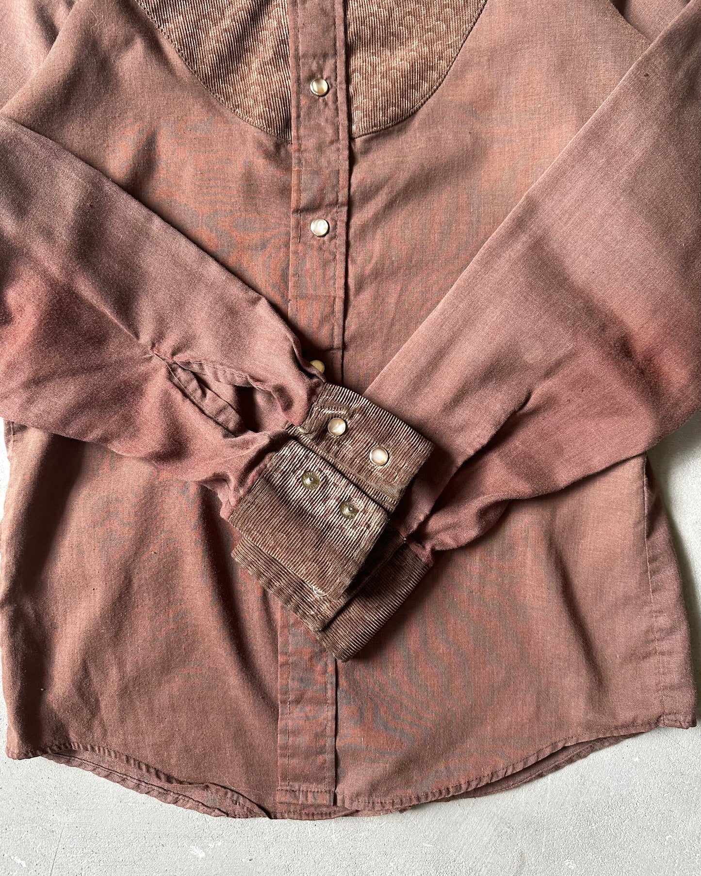 1970s - Distressed Brown Western Shirt - S/M