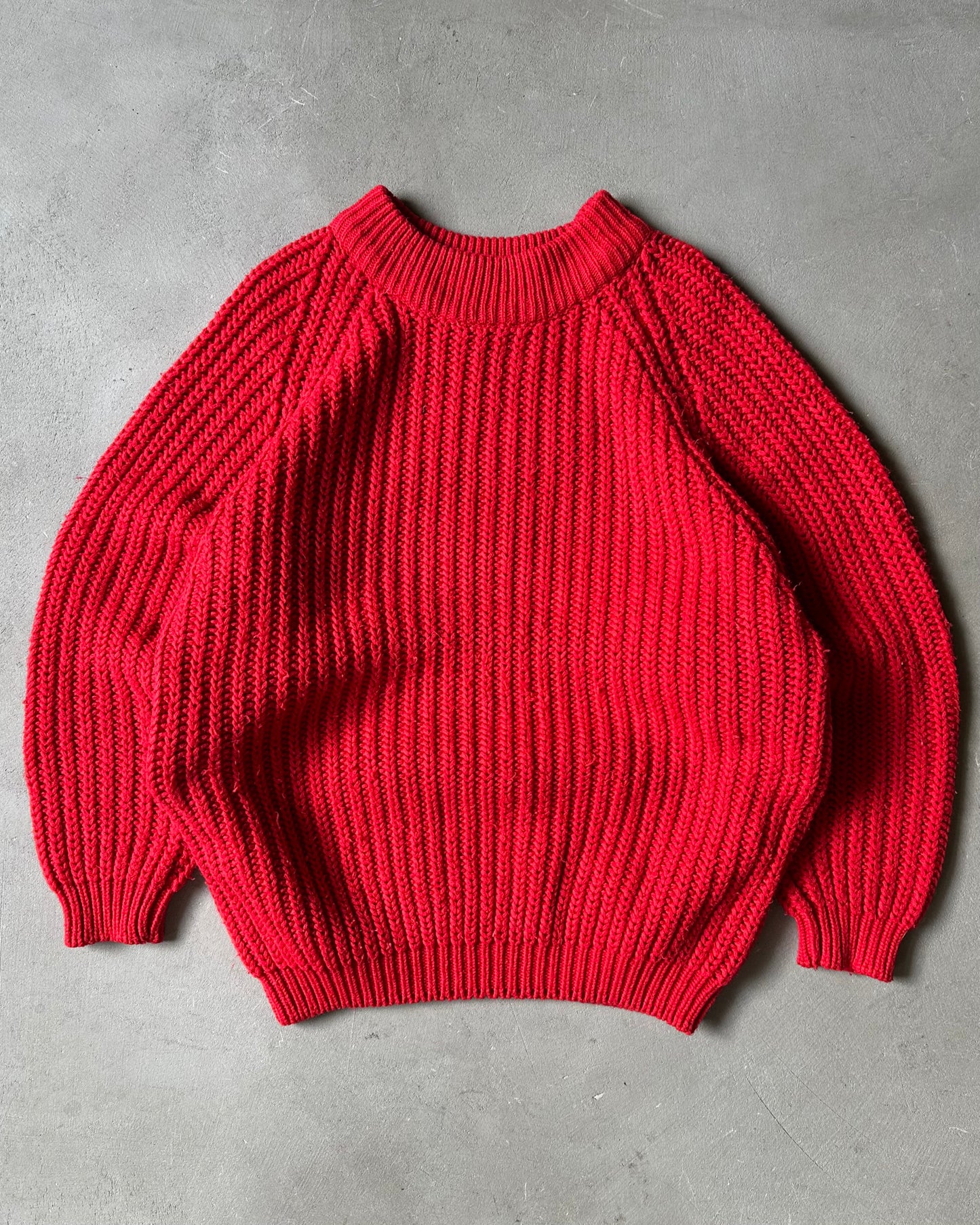 1980s - Red Ribbed Sweater - (W)M