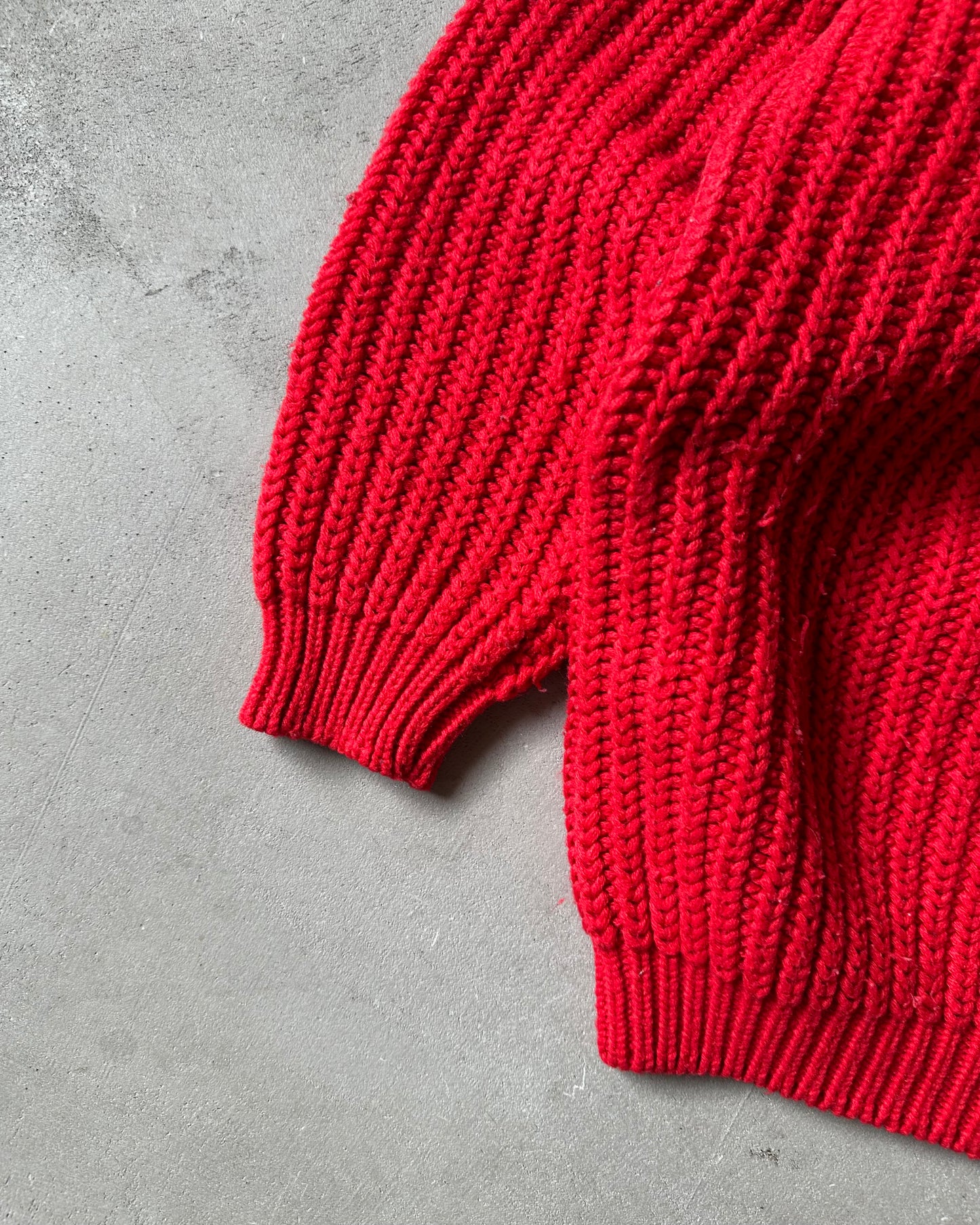 1980s - Red Ribbed Sweater - (W)M