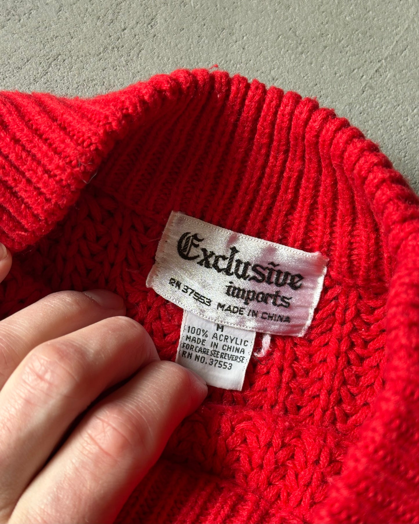 1980s - Red Ribbed Sweater - (W)M