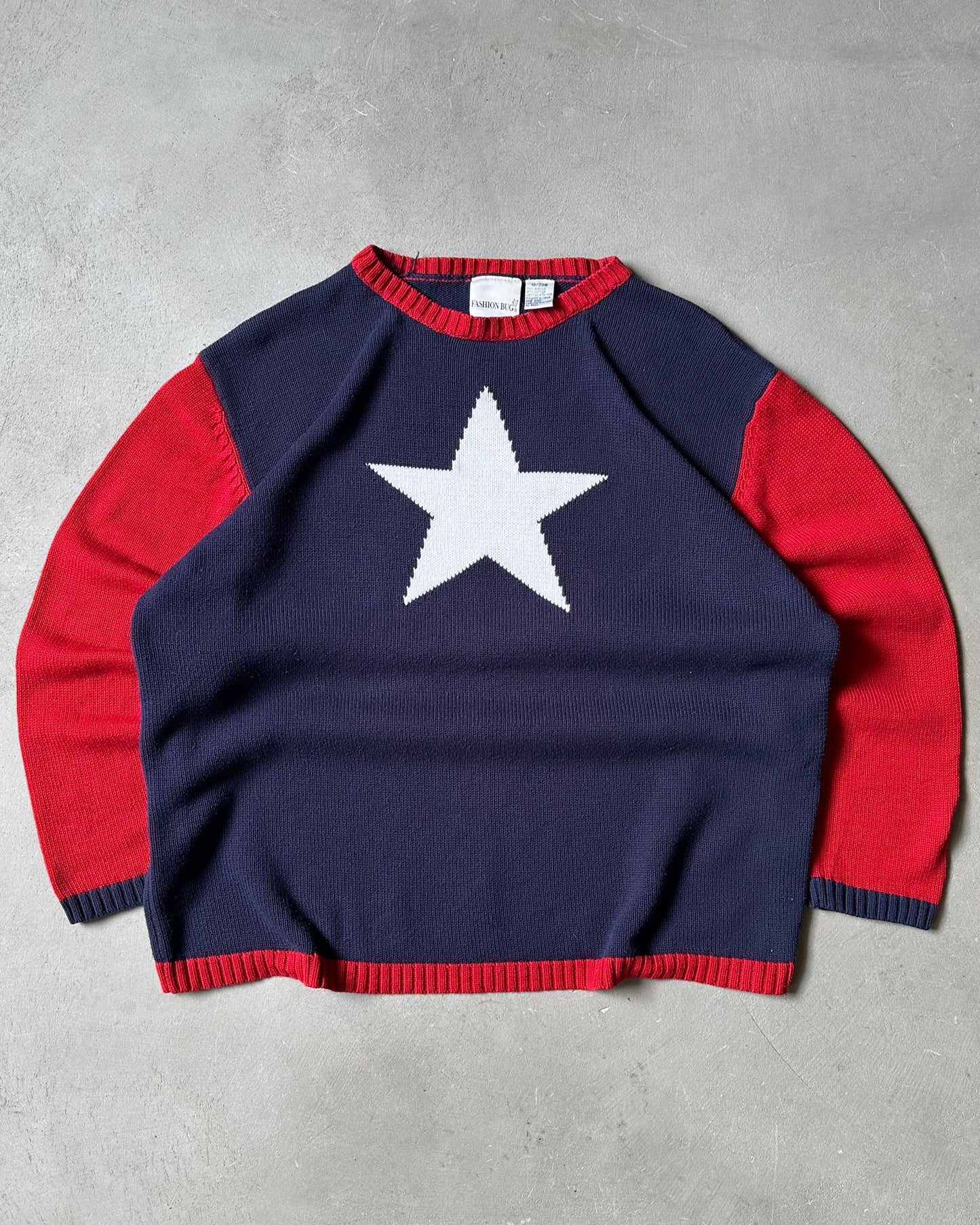 2000s - Navy/Red Star Women's Sweater - (W)L