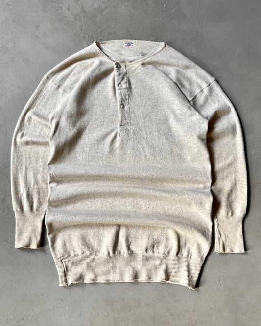 1960s - Oatmeal Winsted Wool Henley Thermal - L