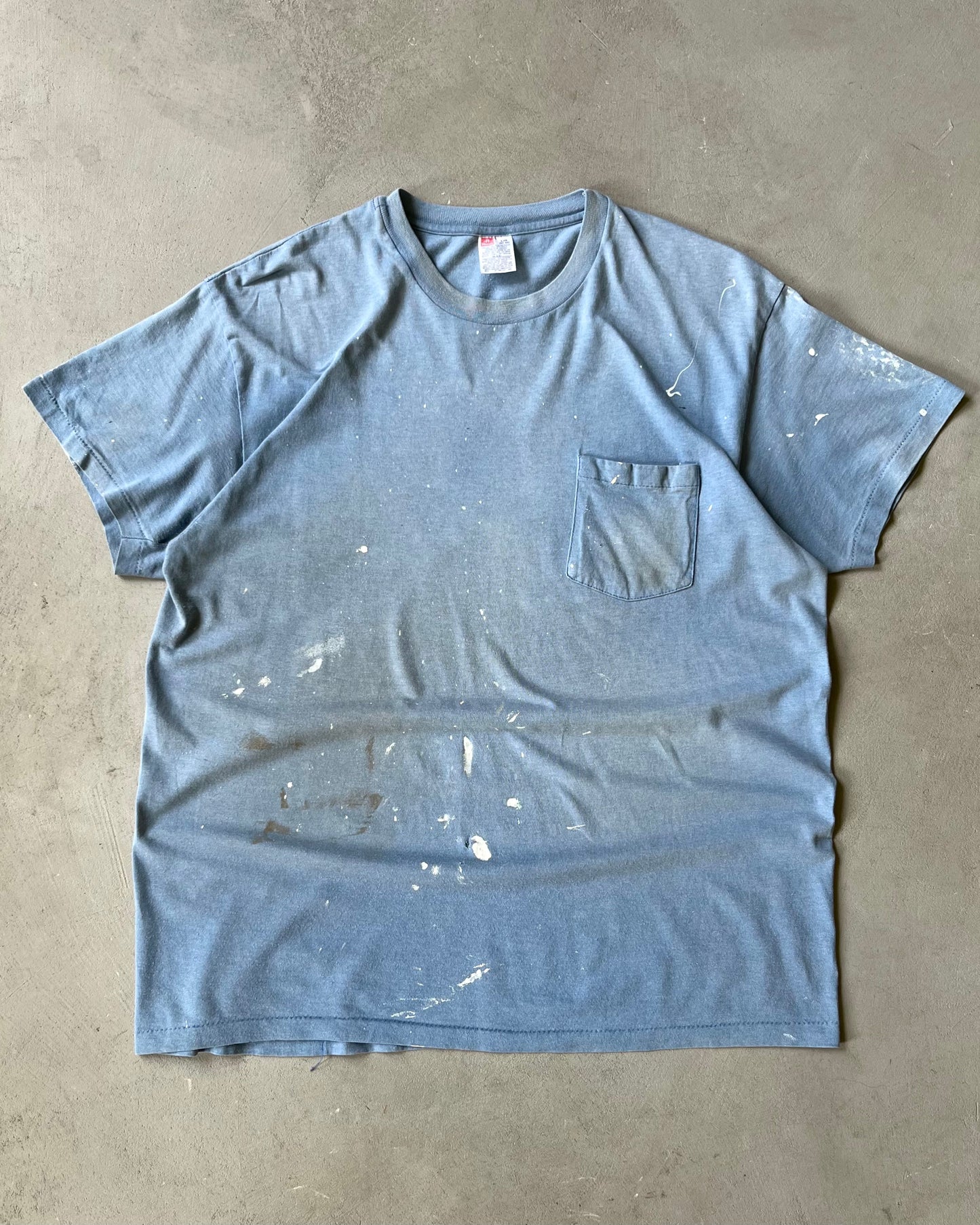 1990s - Distressed Blue Painter T-Shirt - L/XL