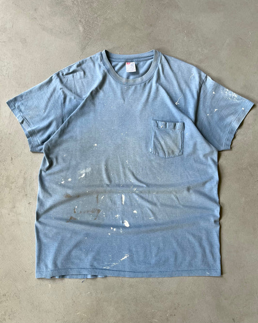 1990s - Distressed Blue Painter T-Shirt - L/XL