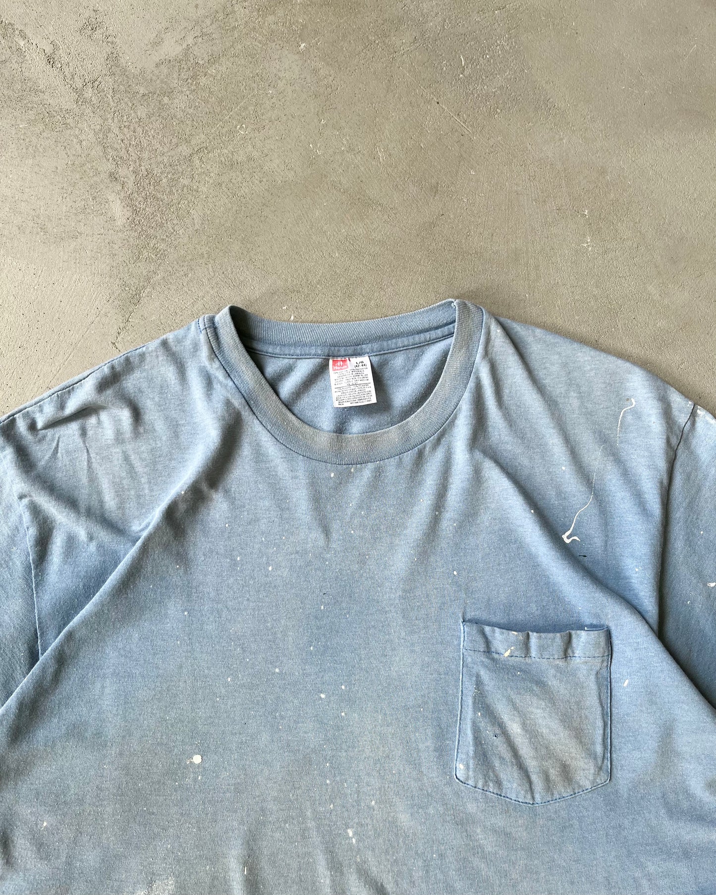 1990s - Distressed Blue Painter T-Shirt - L/XL