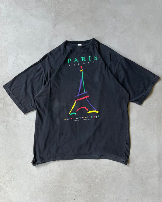 1990s - Black Paris T-Shirt - M/L