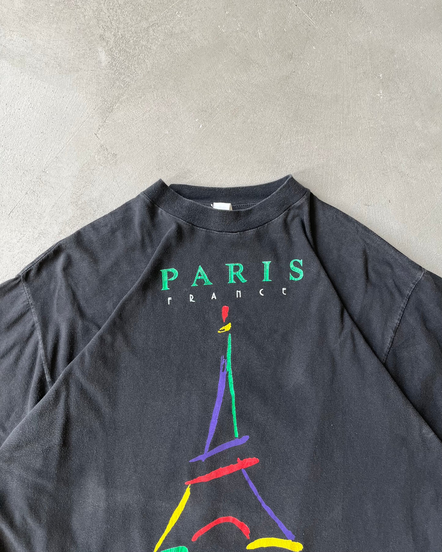 1990s - Black Paris T-Shirt - M/L
