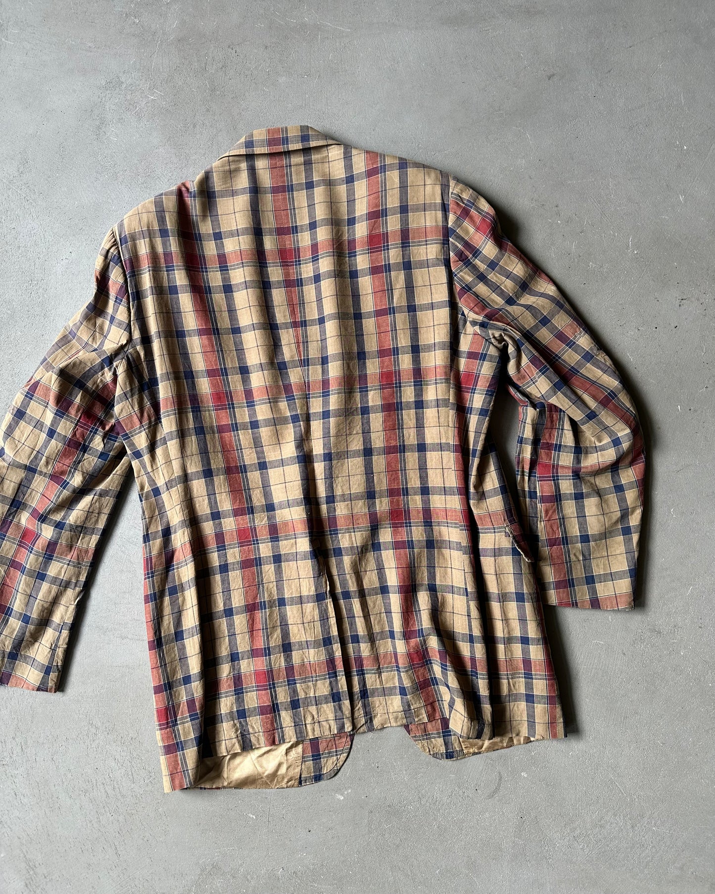 1970s - Distressed Brown/Red GANT Plaid Blazer - 42