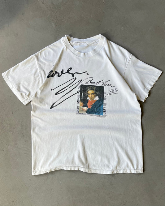 1990s - White Beethoven T-Shirt - M/L