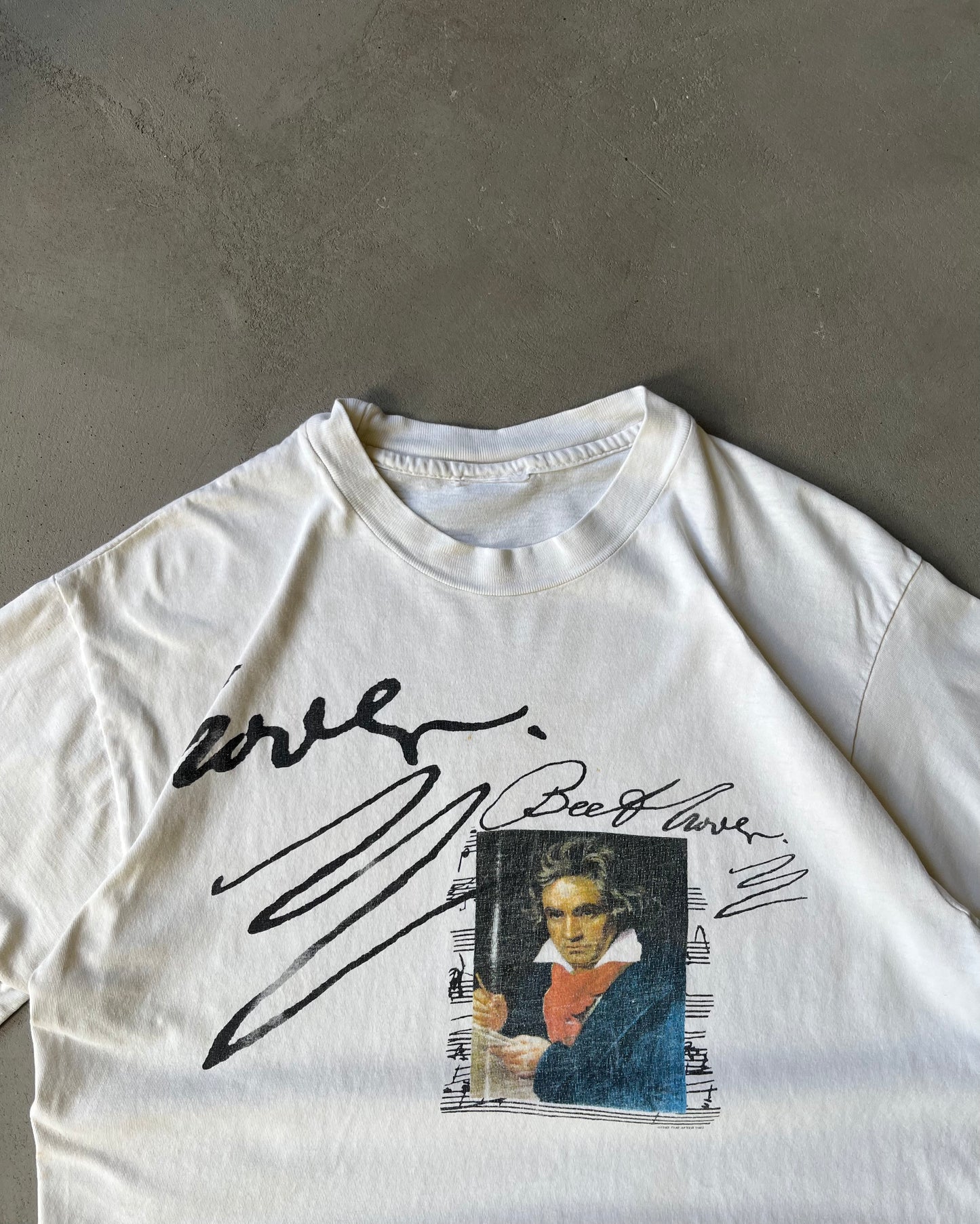 1990s - White Beethoven T-Shirt - M/L