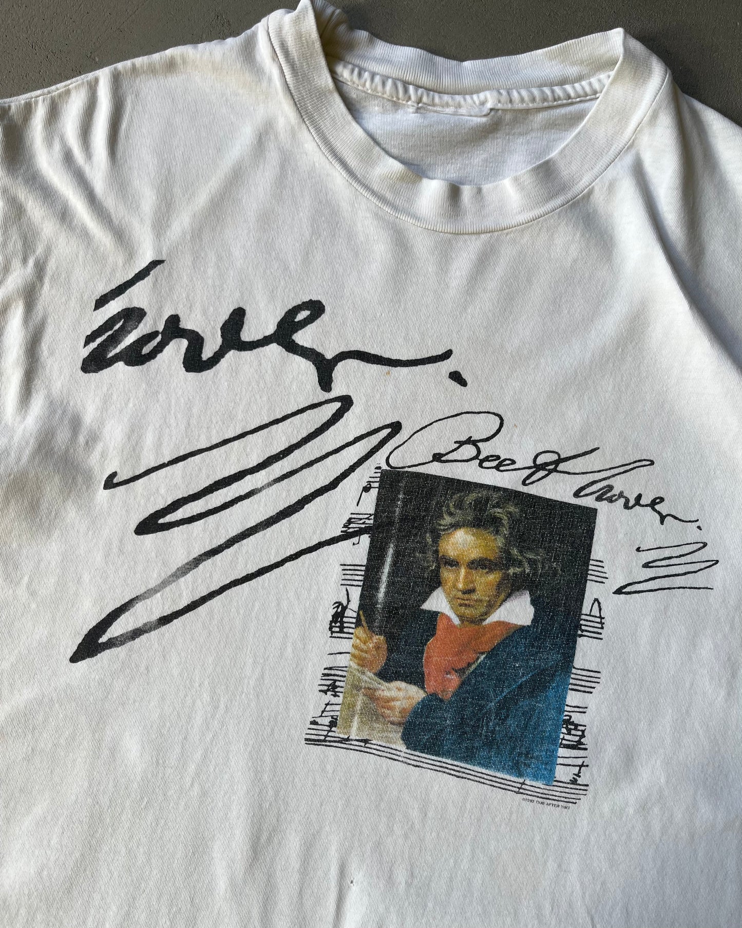 1990s - White Beethoven T-Shirt - M/L