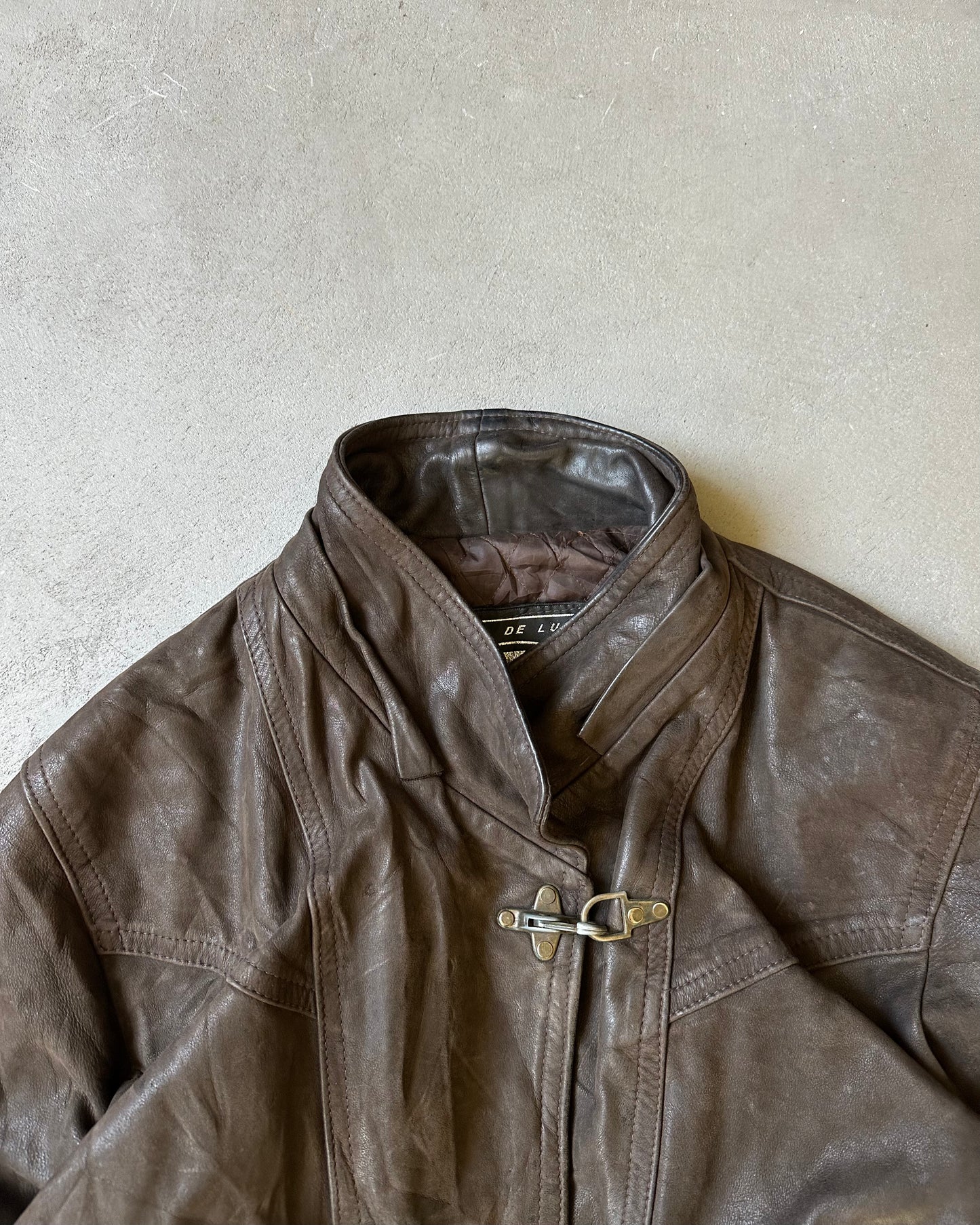 1990s - Dark Brown Fireman Leather Jacket - (W)S