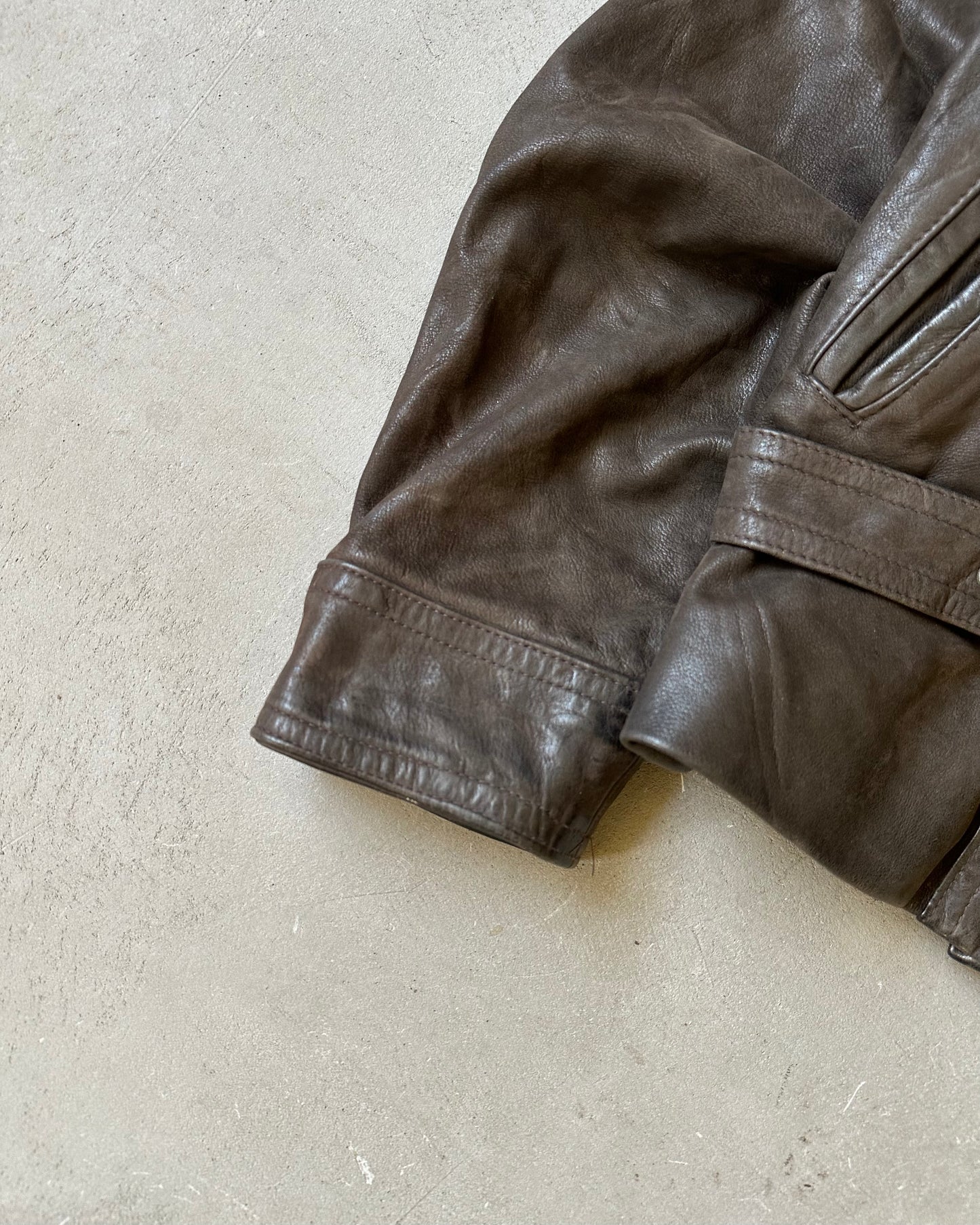 1990s - Dark Brown Fireman Leather Jacket - (W)S